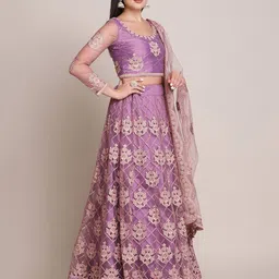 KALINI Embroidered Thread Work Semi-Stitched Lehenga & Unstitched Blouse With Dupatta image 4