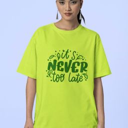 Reifica Women Typography Printed Drop-Shoulder Sleeves Applique T-shirt-image-57