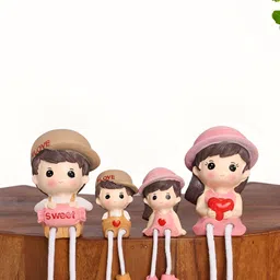 INTERNATIONAL GIFT Set Of 4 Pink And Brown Dangling Legs Figurine Showpiece-36