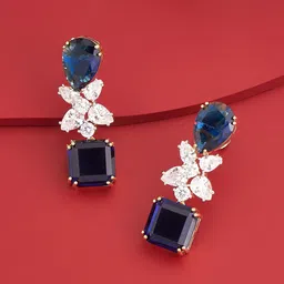 Kushal's Fashion Jewellery Gold-Plated Party Zircon Classic Drop Earrings-29