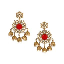 Stefan Gold-Plated Kundan Studded Contemporary Chandbalis-image-6
