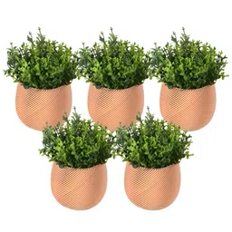 Kuber Industries Gold Toned & Green 5 Pieces Artificial Plants With Pot-26