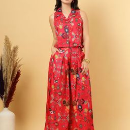 RAASSIO Printed Top With Palazzos Co-Ords-picture-10