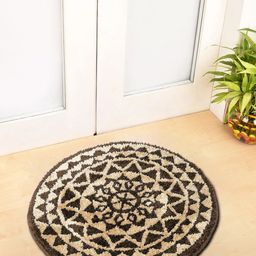 FABINALIV Brown & Beige Geometric Anti-skid Doormat-97