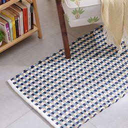 Home Centre Blue & White Jute Rectangular Floor Mat-picture-31