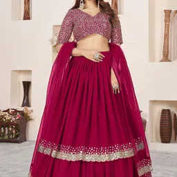 DIVASTRI Embellished Sequinned Semi-Stitched Lehenga & Unstitched Blouse With Dupatta-picture-24