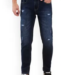 Being Human Men Classic Slim Fit Mildly Distressed Light Fade Stretchable Jeans-image-86