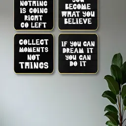 Myntra Elegant Homes Black And White 4 Pieces Motivational Quotes Wood Wall Art-image-77