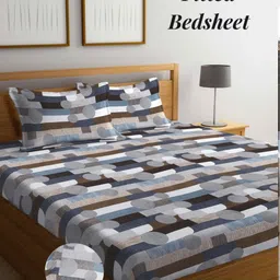 Aura Grey & Blue Geometric 300 TC King Fitted Bedsheet Set 2.70 m x 2.60 m-image-41