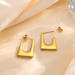 Krelin Gold-Plated Stainless Steel Open Square Shaped Hoop Earrings-picture-28