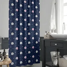 ArtzFolio Navy Blue & White Abstract Printed Waterproof Shower Curtain-32