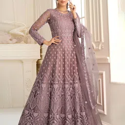 APNISHA Embellished Embroidered Net Fit & Flare Maxi Dress-picture-11