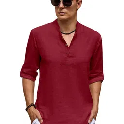 Fifth U Men Maroon Kurta-image-88