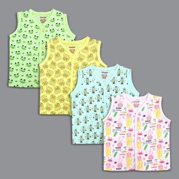 Born Babies Infants Pack Of 4 Printed Cotton Jhabla Vests CGYPBBT-17