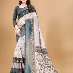 Anouk Checked Zari Linen Blend Saree-image-56