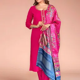 Siya Fashion Woven Design Straight Kurta With Trousers And Dupatta-image-13