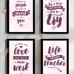 Art Street Pink & Purple 4 Piece Synthetic Wood Other Wall Paintings-image-81