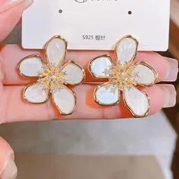 AKISON JEWELS Gold-Plated Floral Studs Earrings-image-66