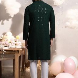 Atly Men Embroidered Regular Sequinned Kurta with Pyjamas image 4