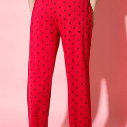 Pack of 3 Women Heart Printed Cotton Comfortable Pyjama/Lounge Pants-image-93