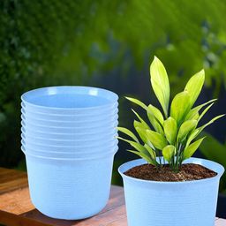 Kuber Industries Blue 10 Pieces Flower Pot With Plate-image-48