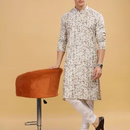 Anouk Men Floral Printed Thread Work Kurta-picture-34