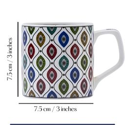 GOLDEN QUEEN'S White & Green Printed Bone China Glossy Cups Set of Cups and Mugs-11