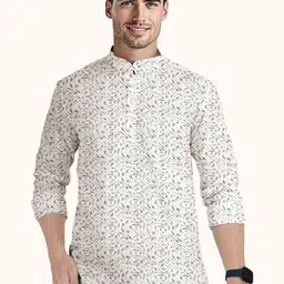ROUGHELLS Men Quirky Print Mandarin Collar Kurta-picture-17