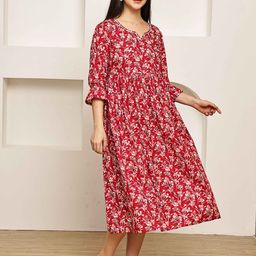 Rajnandini Women Floral Print A-Line Dress-picture-6