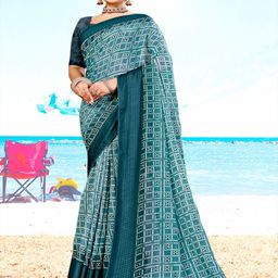 SHOPPKEE Bandhani Sequinned Maheshwari Saree-image-9