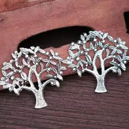 Bevy Pearls Artificial Stones Studded Oxidised Tree Shaped Studs image 3