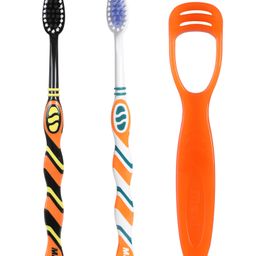 MAXI 1 Number Toothbrush & Tongue Cleaner Combo Pack of 12 - Multicolor image 4