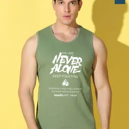 WOOSTRO Pack Of 2 Printed Ultra-Soft Gym Vests VWS26(ALONE LGTGREEN)(RUN PEACOCK)-image-89