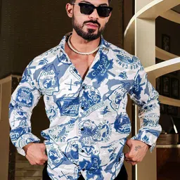 SAMRIZ Men Standard Fit Conversational Printed Spread Collar Casual Shirt-picture-49