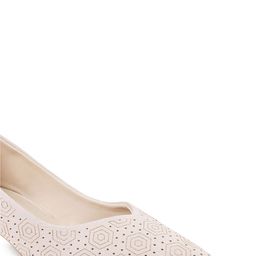CORSICA Textured Mid-Top Party Block Pumps With Laser Cuts image 4