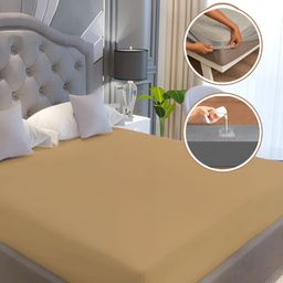 POORAK Beige Terry Stain Resistant Mattress Protector-image-83