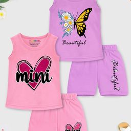 YK X Trampoline Girls Pack Of 2 Graphic Printed T-Shirts With Shorts-image-59