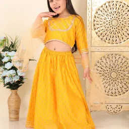 Superminis Girls Embellished Foil Print Ready to Wear Lehenga & Blouse With Dupatta-36