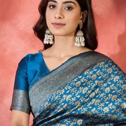 SHADOW & SAINING Woven Design Ethnic Motifs Zari Banarasi Saree image 2