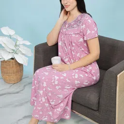 9shines Label Printed Maxi Nightdress-image-24