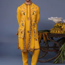KALPRAAG Men Floral Embroidered Regular Sequinned Kurta with Trousers & With Dupatta-picture-45