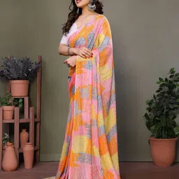 WINKLECART Pure Georgette Block Print Saree image 2