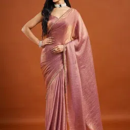 VRAGI Embellished Embroidered Pure Chiffon Saree-image-22