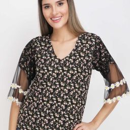 JAKANARY Women Floral Printed V-Neck Georgette Top-picture-49