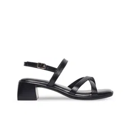 Monrow PU Open Toe Block Heel Sandals image 4
