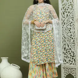 Jompers Women Floral Printed Regular Kurta with Palazzos & With Dupatta image 3