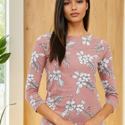 Stylecast X Slyck Women Floral Printed Round Neck Cotton T-shirt-image-56