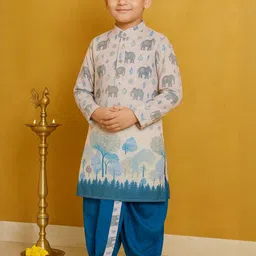 TAKE STYLE Boys Printed Cotton Blend Kurta Sets-picture-3