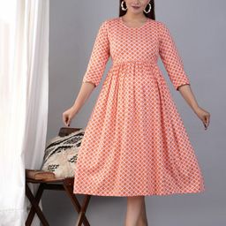 TANISHA Ethnic Motifs Print Maternity A-Line Midi Dress-image-59