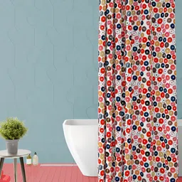 ArtzFolio Red & White Geometric Printed Waterproof Shower Curtain-10